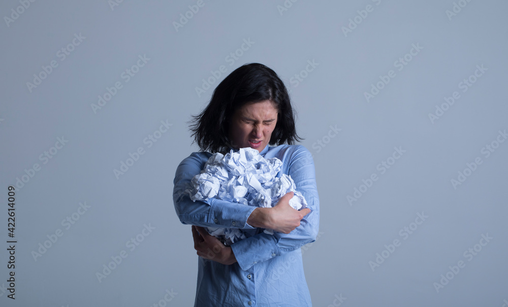 Student work process concept. Young woman working Student work process concept. Young woman working