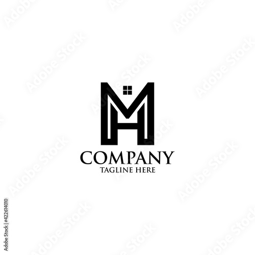 initial mh monogram logo design