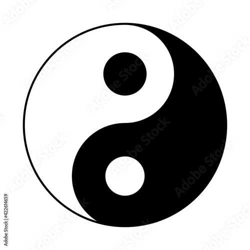 Yin and Yang symbol. Dualism black and white, positive and negative Chinese concept. Vector illustration.