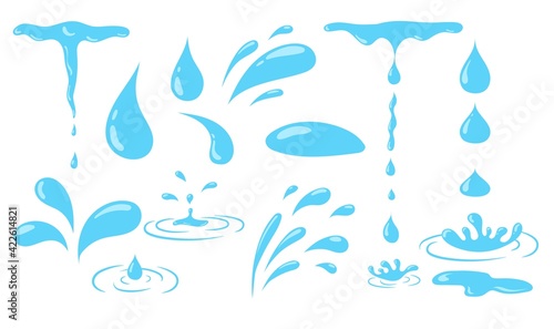 Aqua or Water drops icons collection isolated on white