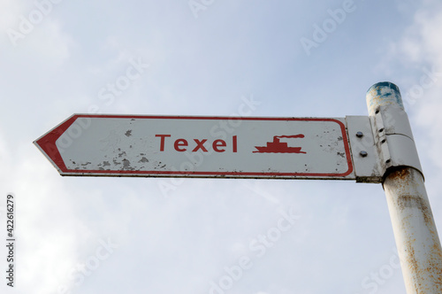Direction Sign Texel Ferry At Den Helder The Netherlands 23-9-2019