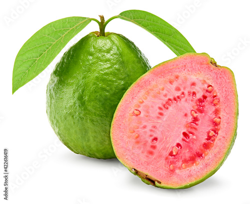 Fotografie guava with slice isolated on white background. clipping path