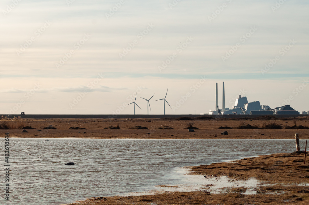 windmill power station in the sea