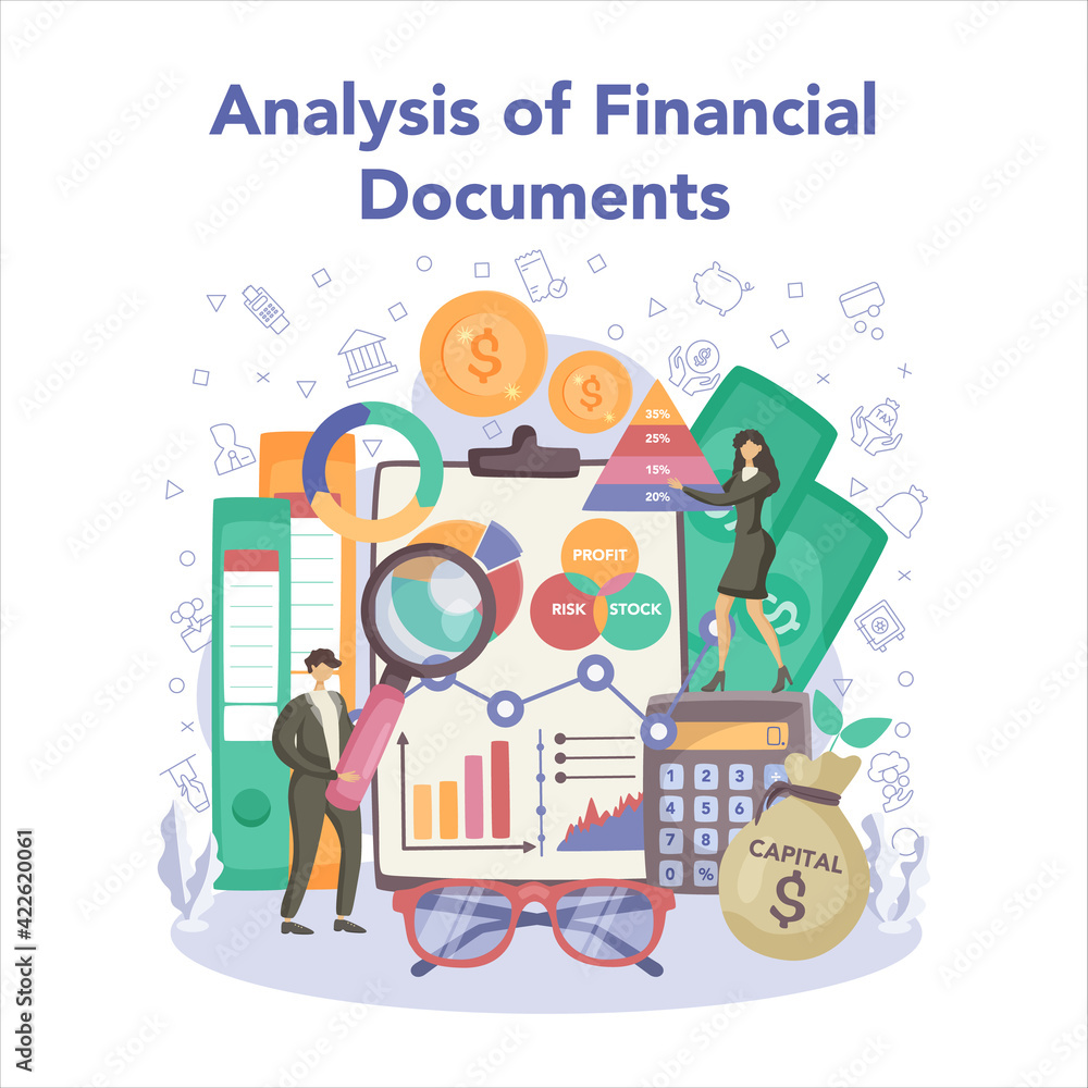 Financial advisor or financier concept. Business character making Financial advisor or financier concept. Business character making