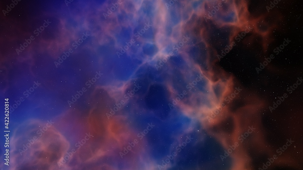 Colorful cosmos with stardust and milky way. Magic color galaxy. Infinite universe and starry night. 3d render