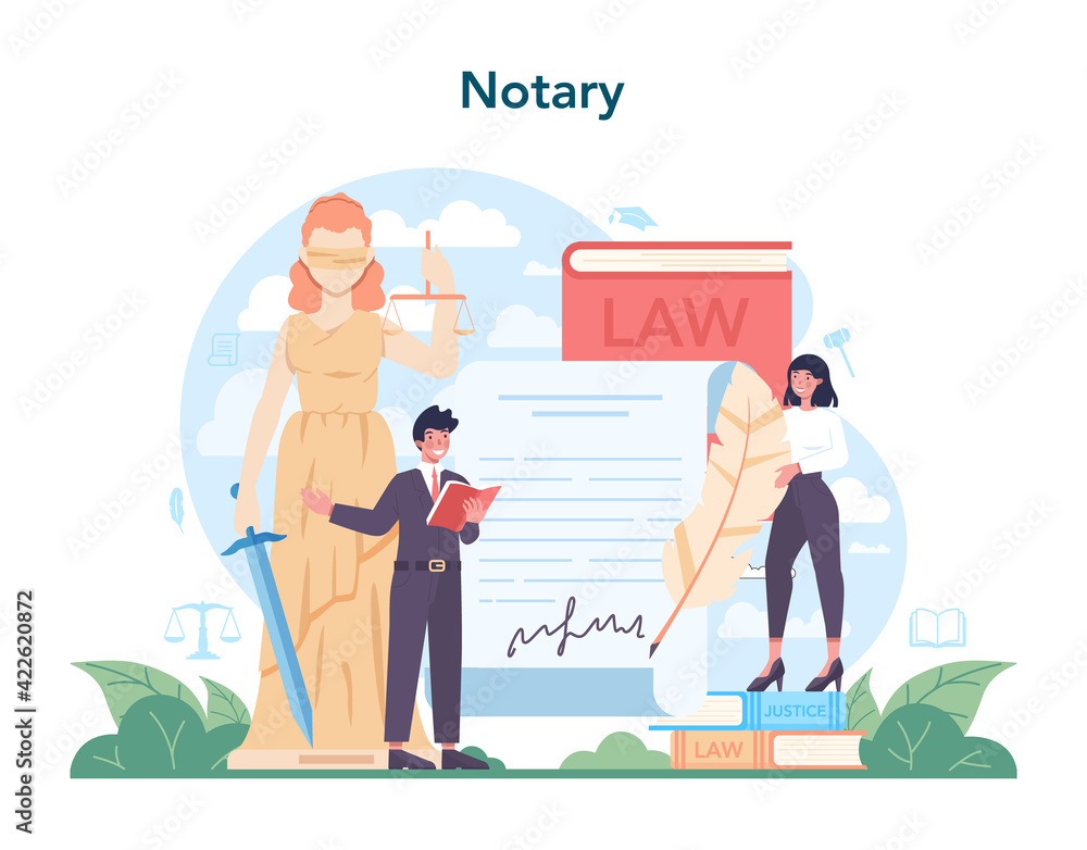 Notary service concept. Professional lawyer signing and legalizing paper