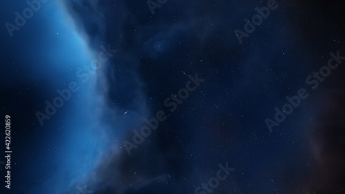 Colorful cosmos with stardust and milky way. Magic color galaxy. Infinite universe and starry night. 3d render © ANDREI