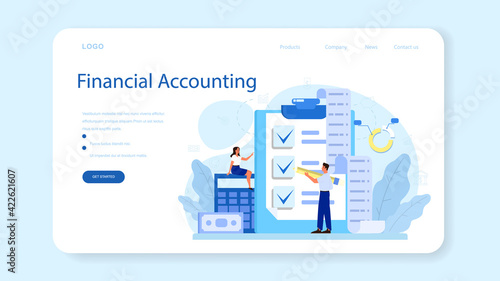 Bookkeeper web banner or landing page. Professional accountant