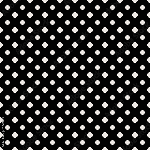 Polka Dots Black Background. White Dots Pattern. Vector Polka Dots Pattern.