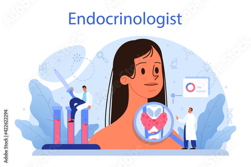 Endocrinologist concept. Thyroid examination. Doctor examine hormone