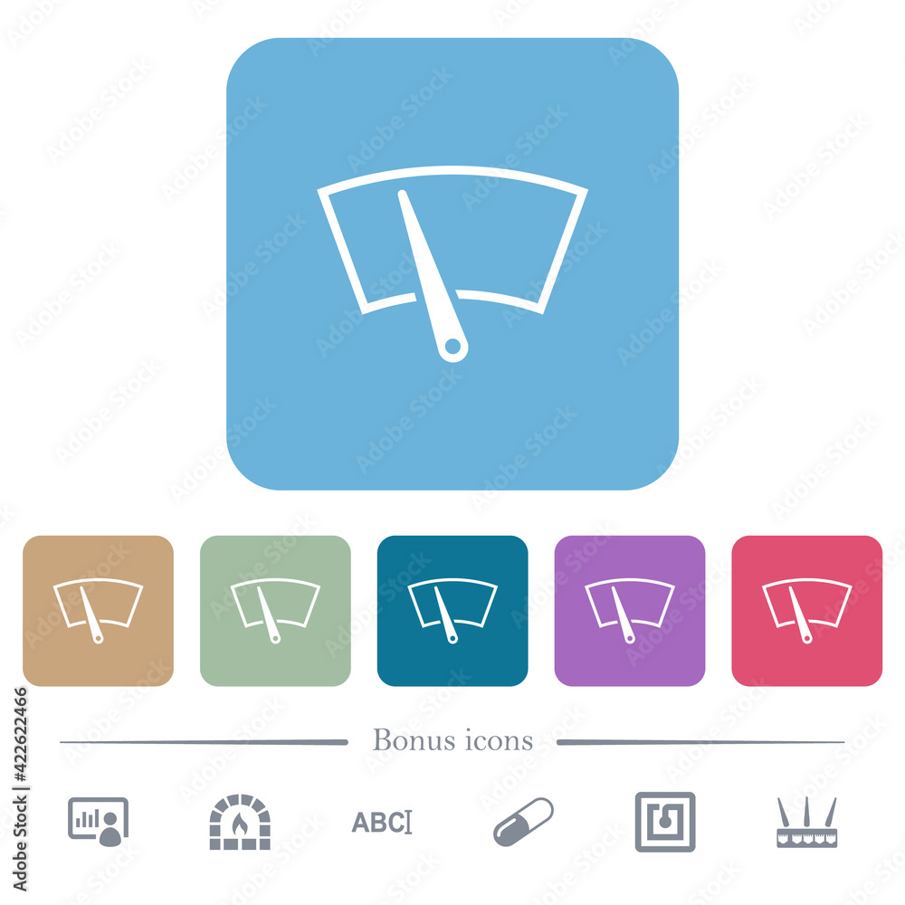 Windshield wiper flat icons on color rounded square backgrounds Windshield wiper flat icons on color rounded square backgrounds
