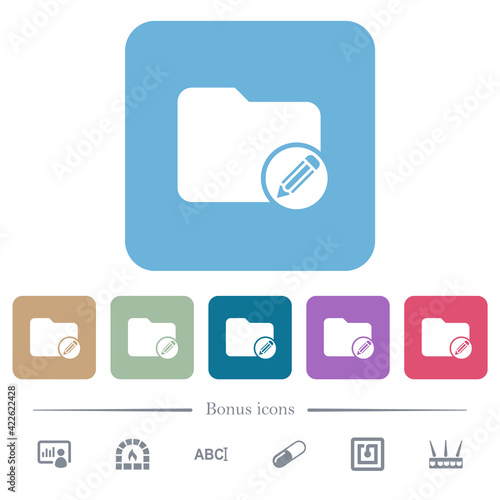 Edit directory flat icons on color rounded square backgrounds