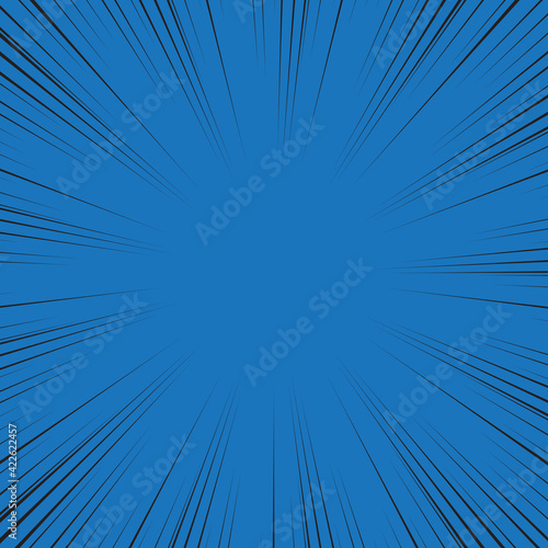 Speed Line background. Vector illustration. Comic book black and blue radial lines background.