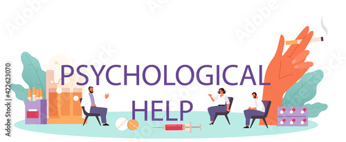 Psychological help typographic header. Professional narcologist medical