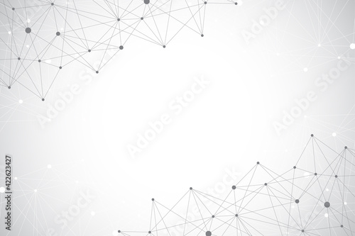 Big data visualization. Geometric abstract background visual information complexity. Futuristic infographics design. Technology background with connected line and dots, wave flow illustration