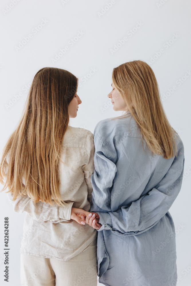 Minimalistic Fashion Portrait Of Two Girls Minimalistic Fashion Portrait Of Two Girls