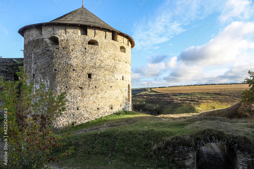 beautiful round towers of an ancient stone castle beautiful round towers of an ancient stone castle
