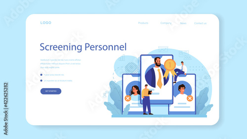 Personnel screening web banner or landing page. Business recruitment