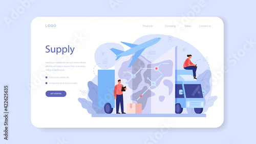 Supply web banner or landing page. B2B idea, global logistic