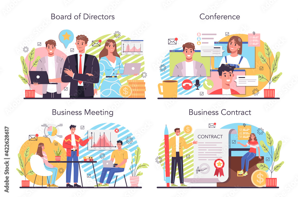 Directors board concept set. Business planning and development. Directors board concept set. Business planning and development.