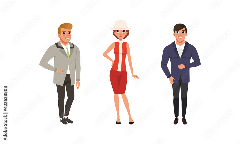 Young Man and Woman Wearing Retro Clothing Vector Set Young Man and Woman Wearing Retro Clothing Vector Set