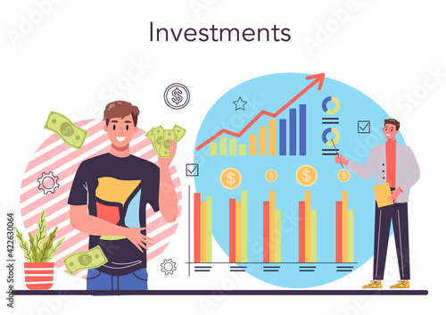 Investor concept. Investing stategy, fundamental analysis, deversification