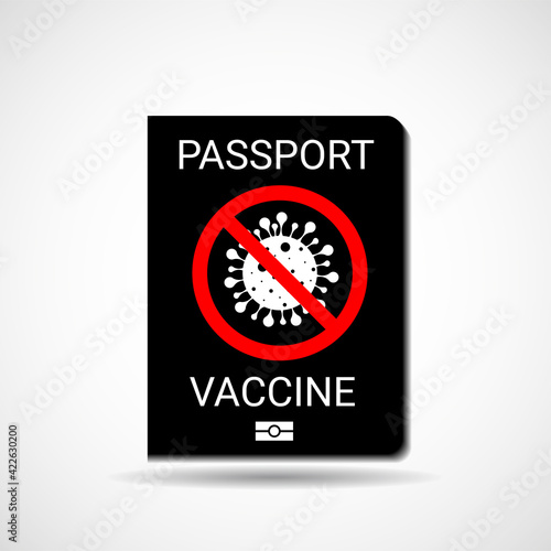 Vaccine Passport. Id passport of vaccine from corona virus. Covid-19 crisis. Sars 2019-nCoV, Covid-19 pandemic end. Vector illustration