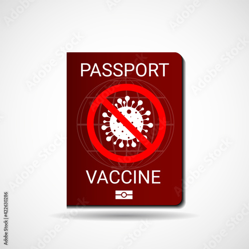 Vaccine Passport. Id passport of vaccine from corona virus. Covid-19 crisis. Sars 2019-nCoV, Covid-19 pandemic end. Vector illustration