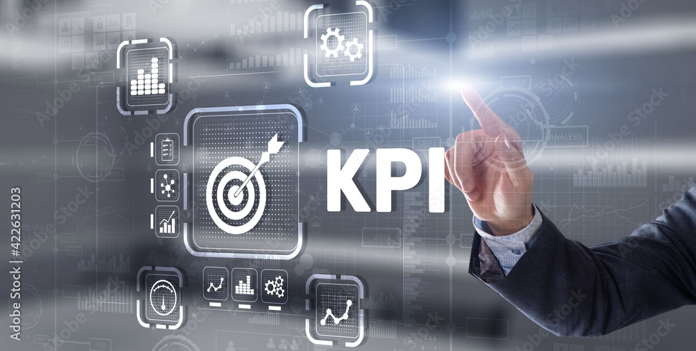 Fototapeta premium KPI Key Performance Indicator Business Internet Technology Concept on Virtual Screen