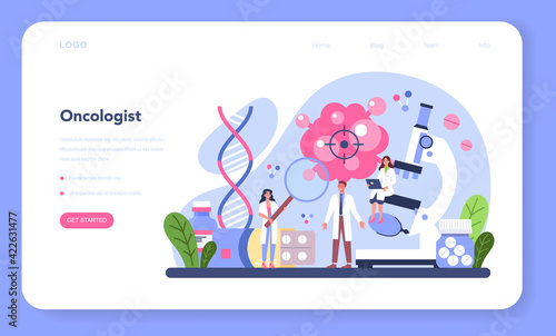 Professional oncologist web banner or landing page. Cancer disease