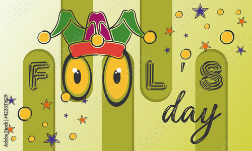 April fool day banner. Funny crazy harlequin - Vector