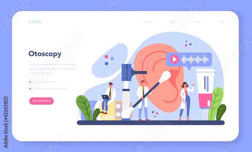 Otorhinolaryngologist web banner or landing page. Idea of ENT doctor