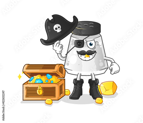 salt pirate with treasure mascot. cartoon vector