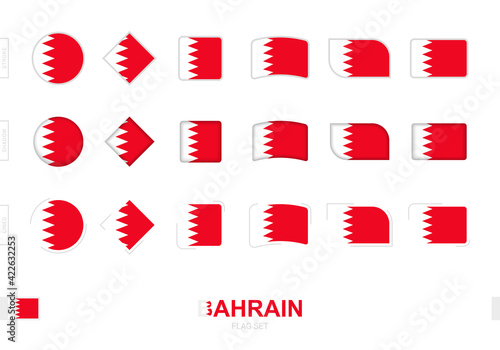 Bahrain flag set, simple flags of Bahrain with three different effects.