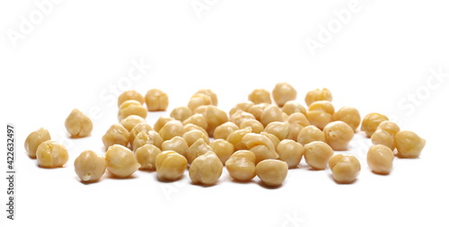 Cooking chickpeas pile isolated on white background