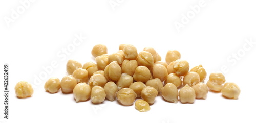 Cooking chickpeas pile isolated on white background