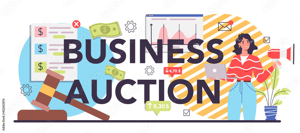 Business auction typographic header. B2B or business to business deal.