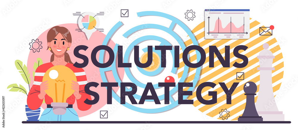 Fototapeta Solution strategy typographic header. Solving the problem and finding