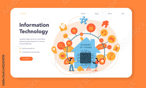 Internet of things web banner or landing page. Idea of cloud