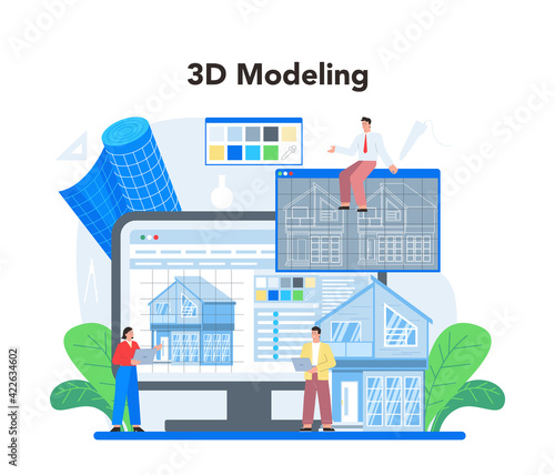 3D modeling concept. Digital drawing with electronic tools and equipment
