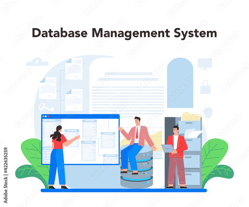 Data base administrator concept. Admin or manager working Data base administrator concept. Admin or manager working