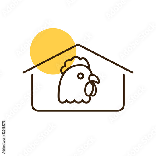 Chicken house vector icon. Farm animal sign