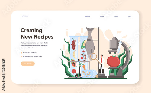 Food industry sector of the economy web banner or landing page set.