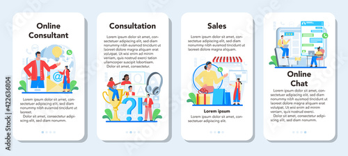 Professional consulting mobile application banner set. Research