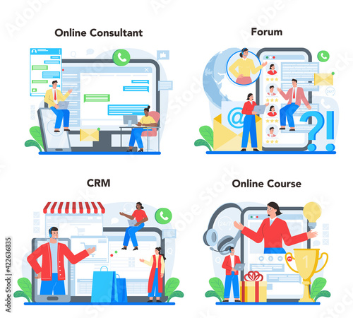 Professional consulting online service or platform set. Sales strategy