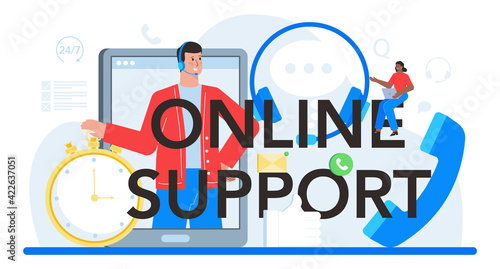 Online support typographic header. Idea of customer service