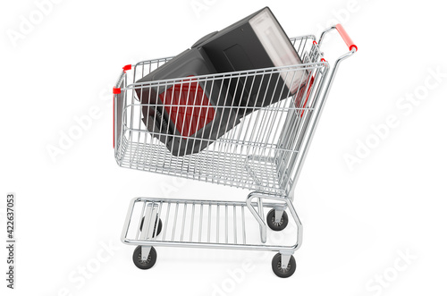 Shopping cart with external flash, 3D rendering © alexlmx