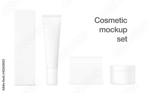 Blank plastic tube and cap mockup for cosmetics with cap. Vector illustration isolated on white background. Can be use for your design, advertising, promo and etc. EPS10.	