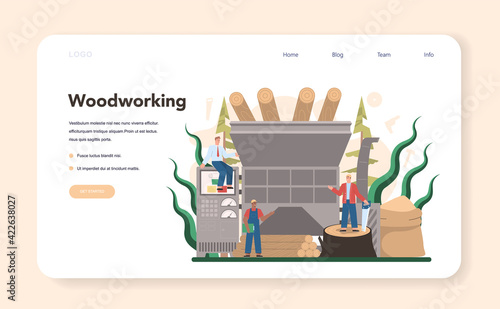 Wood industry and paper production web banner or landing page.