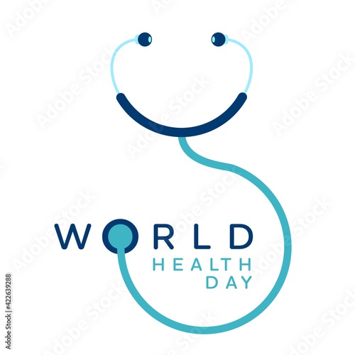 World health day smiling stethoscope vector illustration.
